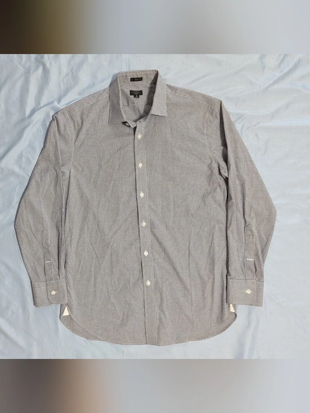 J.Crew Ludlow Stretch Secret Wash Shirt Mens 16 33 Slim Fit Micro Grid SP19